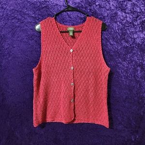 VINTAGE L.L. Bean Crocheted Button Down sweater vest Large